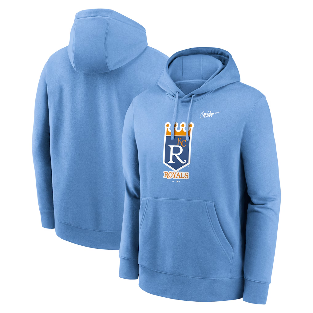 Men's Kansas City Royals Light Blue Cooperstown Collection Logo Club Pullover Hoodie